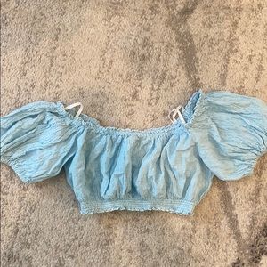 Urban outfitters blue puff sleeve crop top